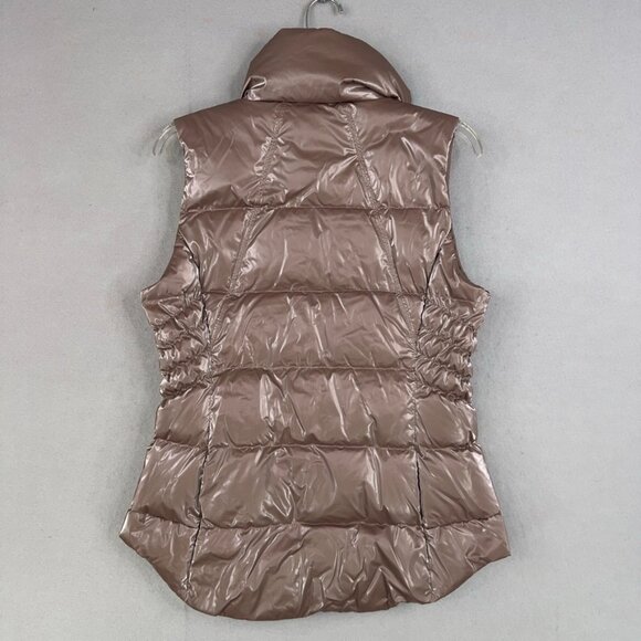 Athleta Vest Womens Small Pyrite Shine Metallic Downtown Puffer Down Waterfowl - Picture 6 of 16